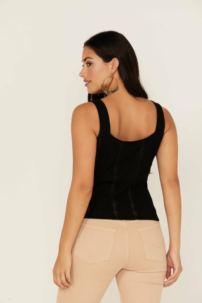 Idyllwind Women | Sparrow Pointelle Rib Lace Tank Top