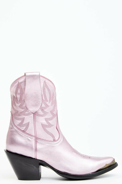Idyllwind Women | Tickled Metallic Pink Leather Fashion Western Booties - Round Toe