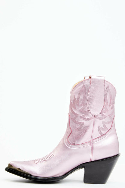 Idyllwind Women | Tickled Metallic Pink Leather Fashion Western Booties - Round Toe