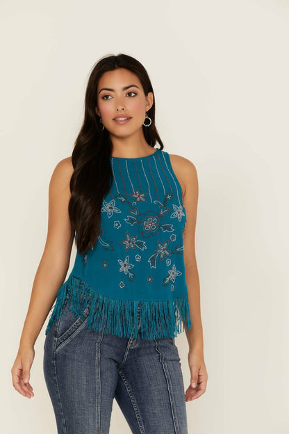 Idyllwind Women | Cameo Beaded Fringe Tank Top