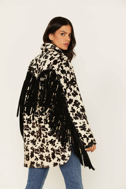 Idyllwind Women | Hair-On Cow Hide Fringe Shacket Jacket