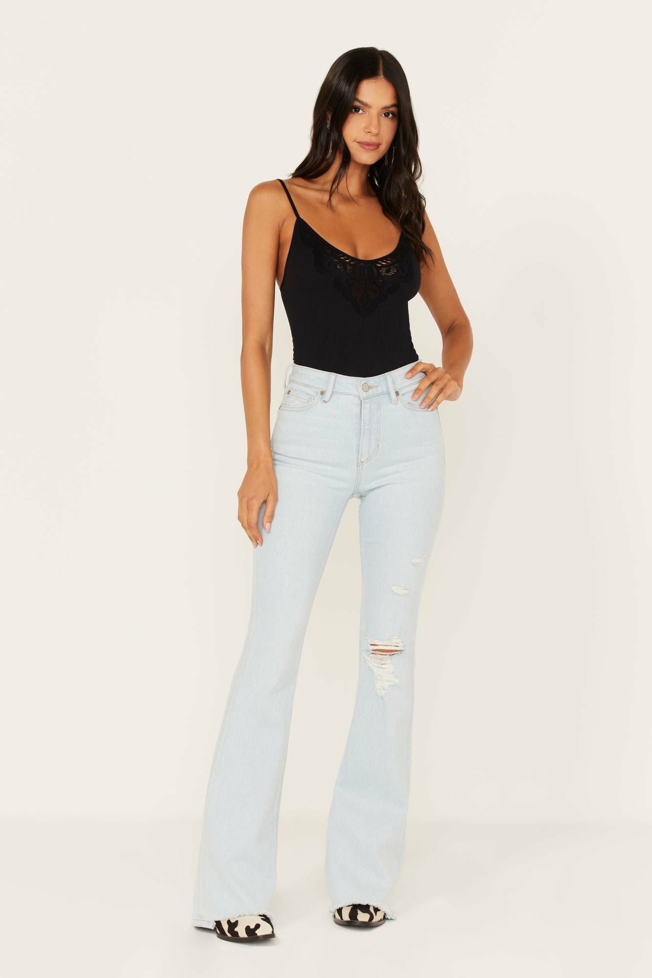 Idyllwind Women | Light Wash West Avenue High Risin Distressed Flare Jeans