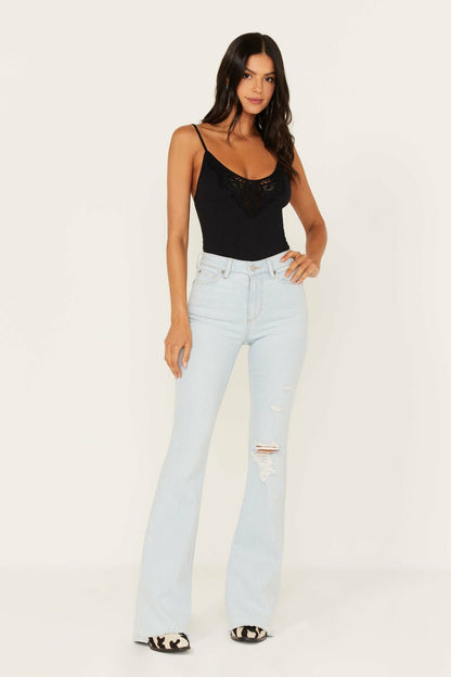 Idyllwind Women | Light Wash West Avenue High Risin Distressed Flare Jeans
