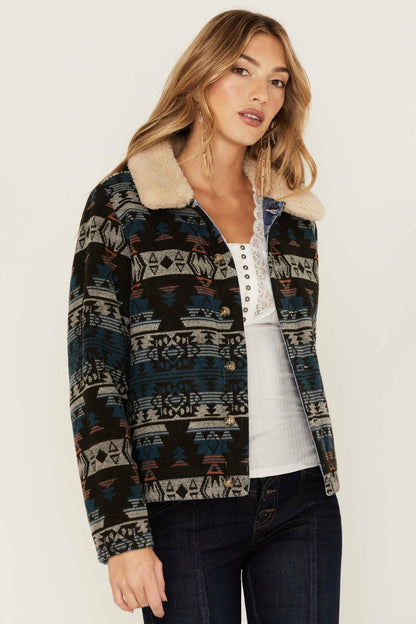 Idyllwind Women | Medium Wash Reversible Sherpa Blanket Denim Jacket