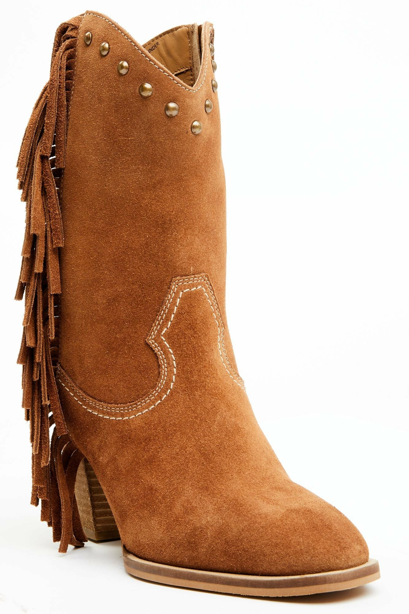 Idyllwind Women | Sidewinder Studded Fringe Suede Fashion Booties - Round Toe