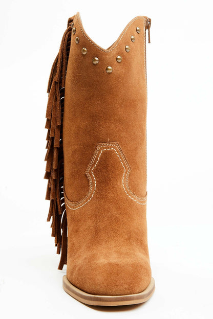 Idyllwind Women | Sidewinder Studded Fringe Suede Fashion Booties - Round Toe