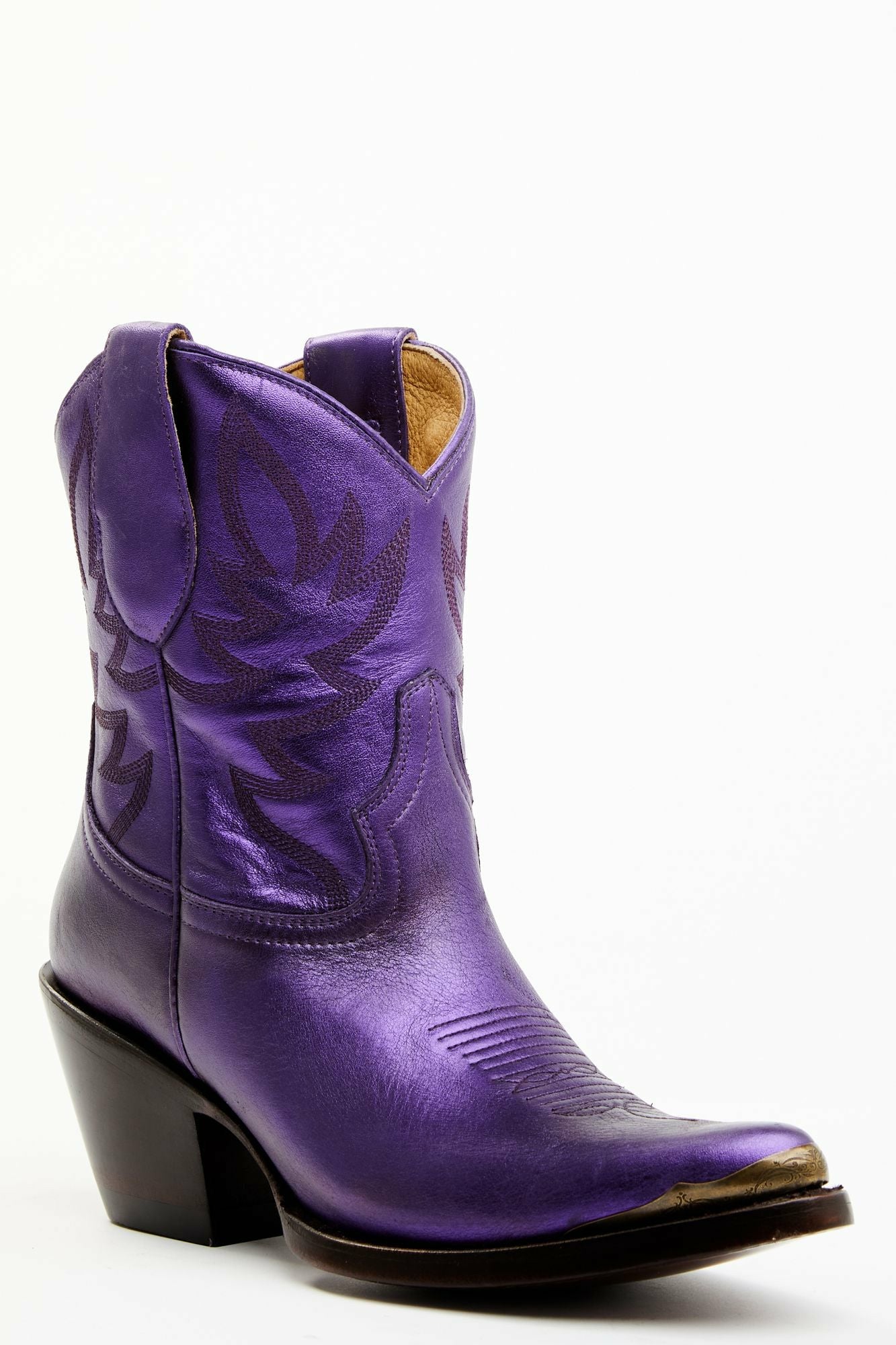Idyllwind Women | Wheels Metallic Violet Leather Booties - Round Toe