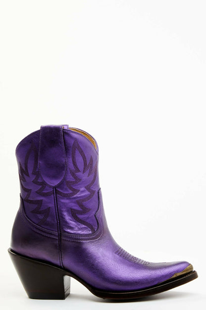 Idyllwind Women | Wheels Metallic Violet Leather Booties - Round Toe