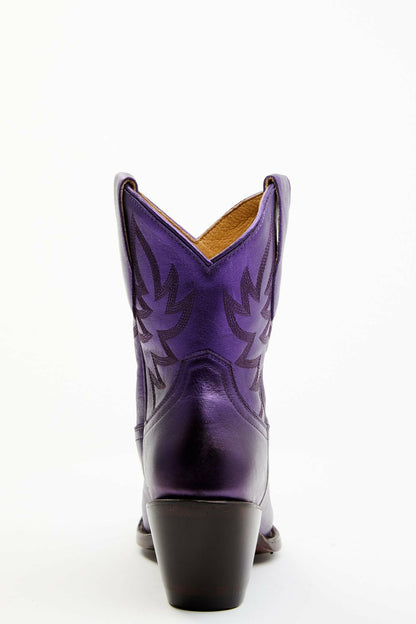 Idyllwind Women | Wheels Metallic Violet Leather Booties - Round Toe