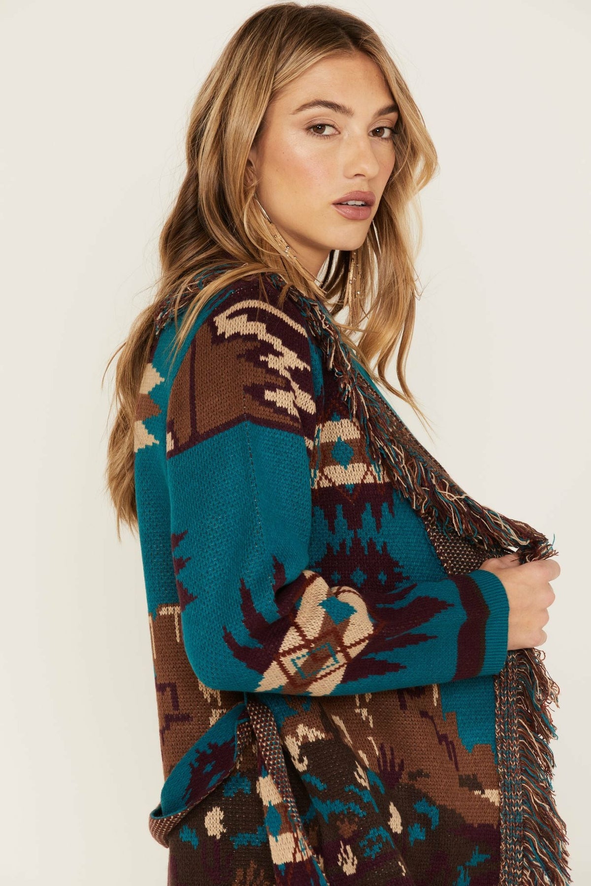 Idyllwind Women | River Run Southwestern Print Belted Cardigan Sweater