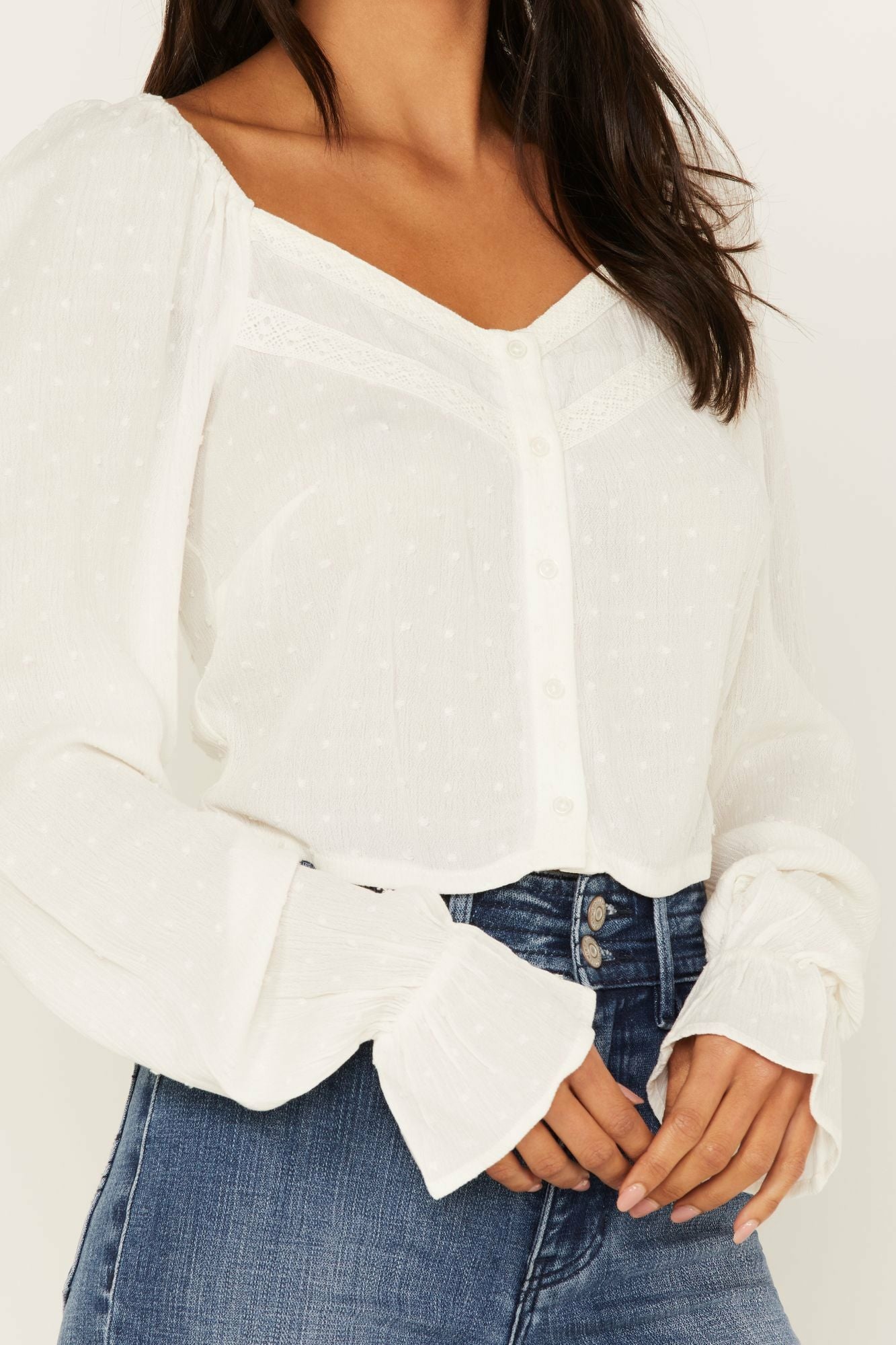 Idyllwind Women | Swiss Dot Lace Poet Top