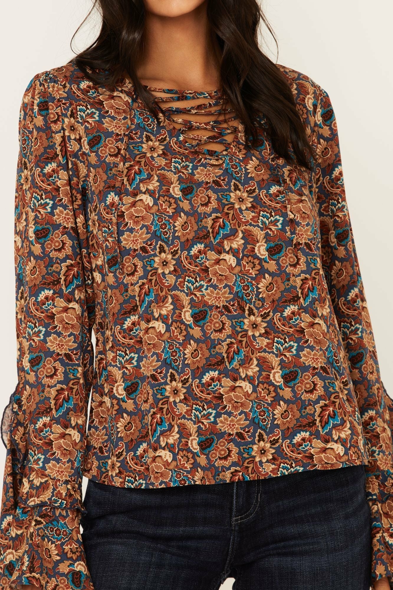Idyllwind Women | Rouge Paisley Print Lace Up Top