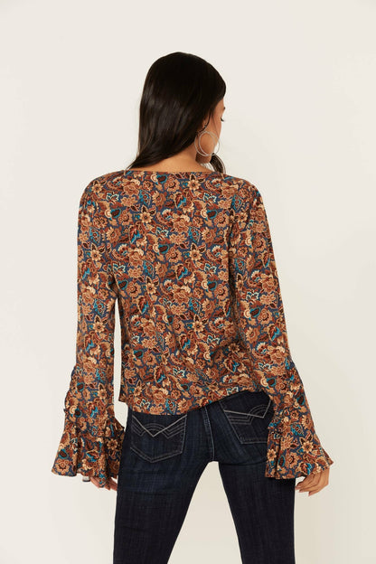 Idyllwind Women | Rouge Paisley Print Lace Up Top