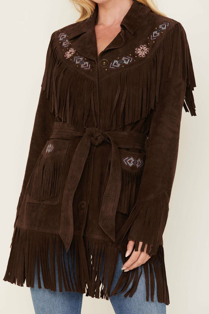 Idyllwind Women | Batavia Embroidered Fringe Suede Jacket