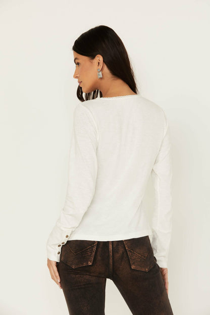 Idyllwind Women | Velvet Trim Henley Top