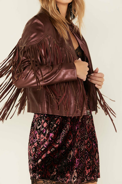 Idyllwind Women | Metallic Fringe Leather Moto Jacket