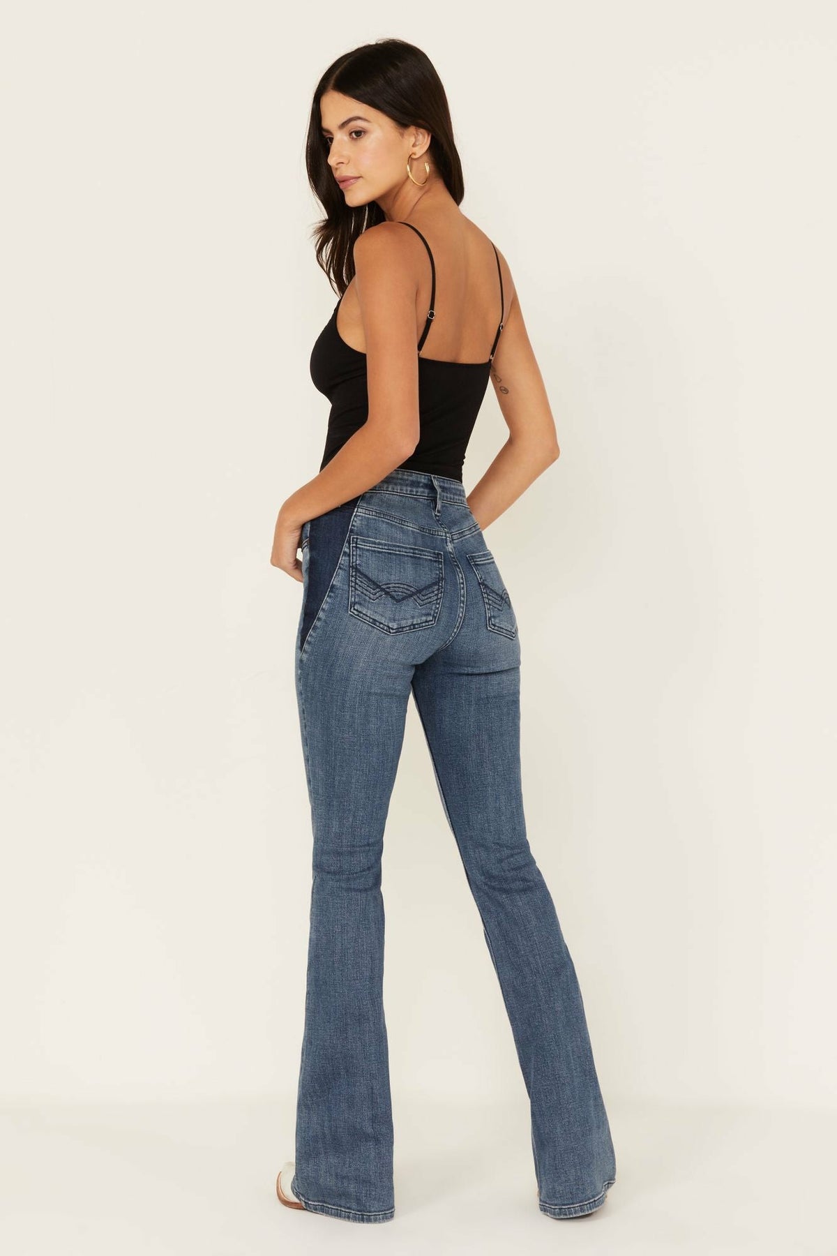 Idyllwind Women | Barella Dark Wash Contrast Panels High Risin' Stretch Bootcut Jeans