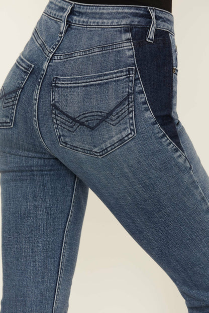 Idyllwind Women | Barella Dark Wash Contrast Panels High Risin' Stretch Bootcut Jeans