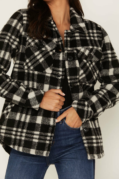Idyllwind Women | Viola Plaid Print Fleece Lined Shacket Jacket