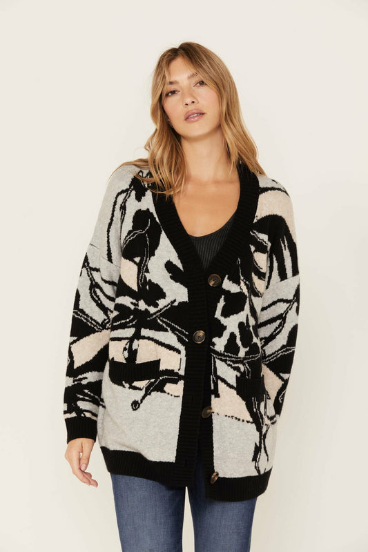 Idyllwind Women | Alice Floral Abstract Cardigan Sweater