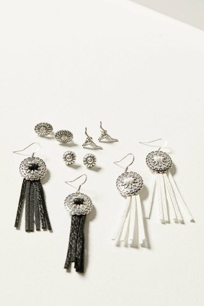 Idyllwind Women | Decatur 5-piece Silver Concho & Tassel Earring Set