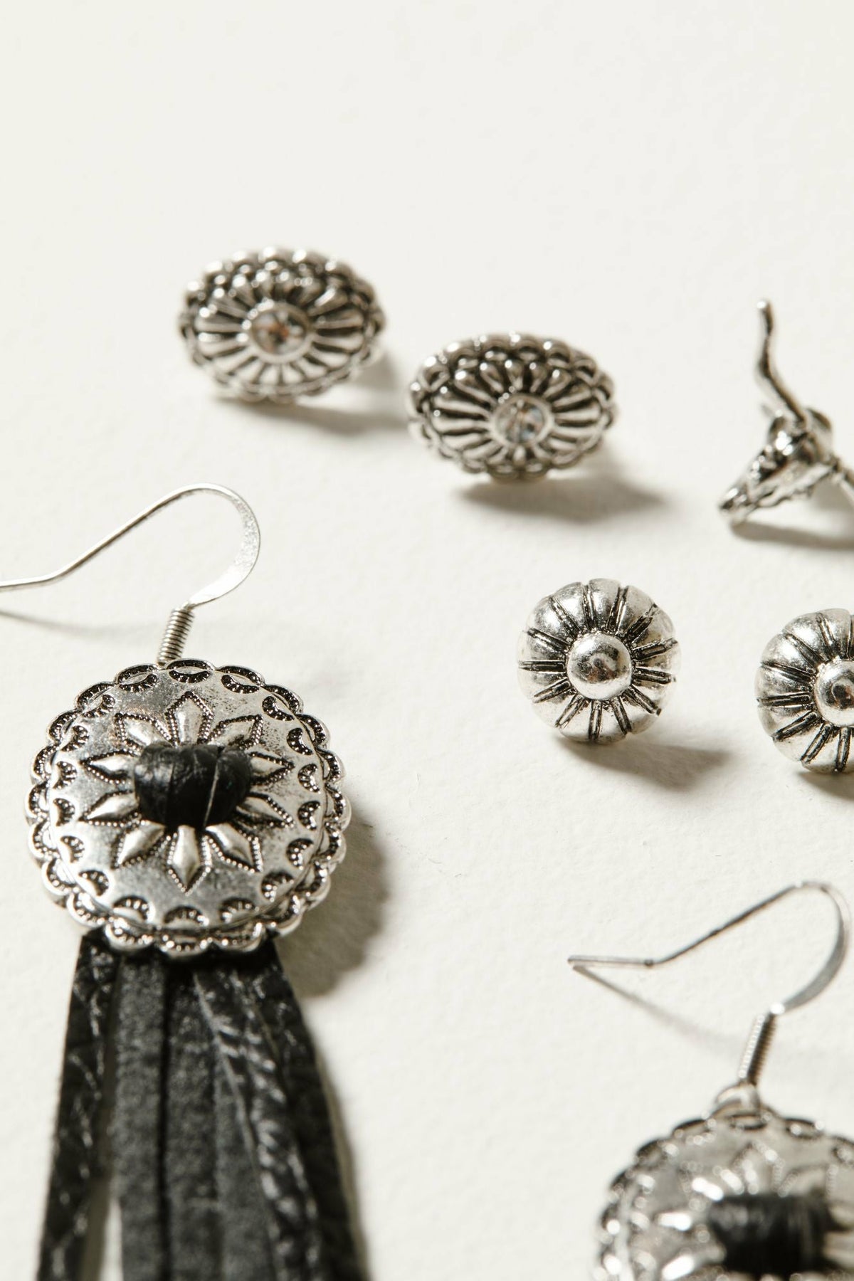 Idyllwind Women | Decatur 5-piece Silver Concho & Tassel Earring Set