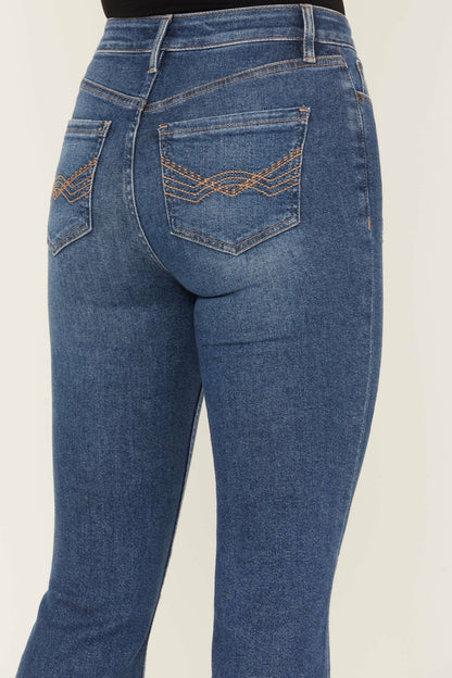 Idyllwind Women | Navaho Dark Wash High Risin' Distressed Bootcut Jeans