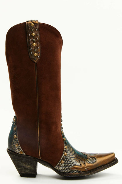 Idyllwind Women | Leap Snake Suede Leather Western Boots - Snip Toe