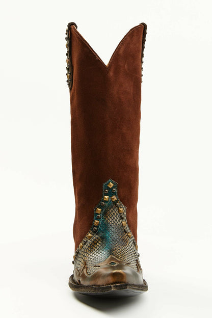 Idyllwind Women | Leap Snake Suede Leather Western Boots - Snip Toe