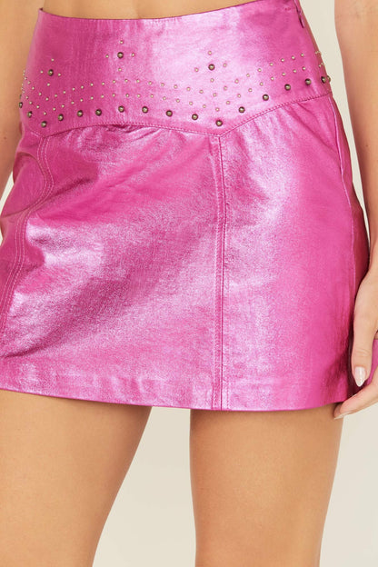 Idyllwind Women | Show Stopper Studded Metallic Leather Skirt