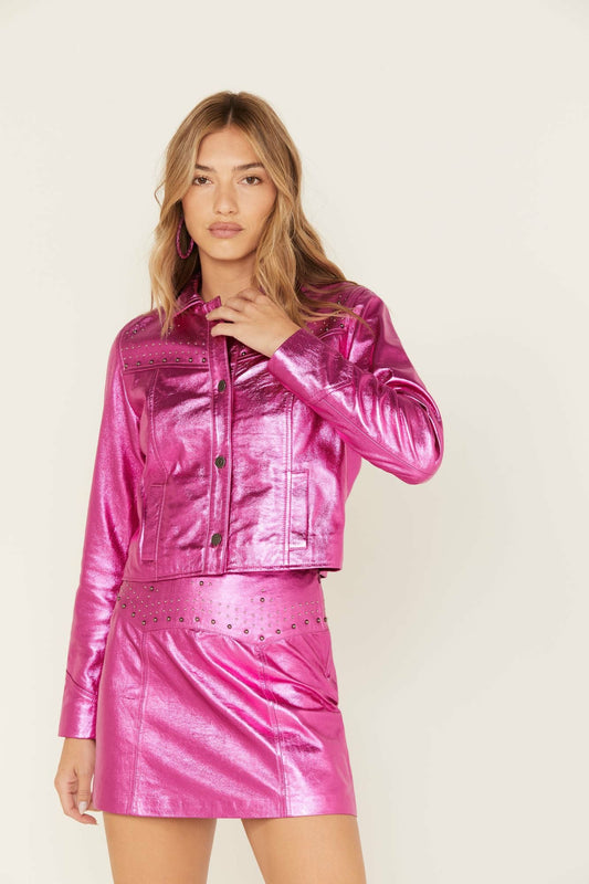 Idyllwind Women | Show Stopper Studded Metallic Leather Jacket