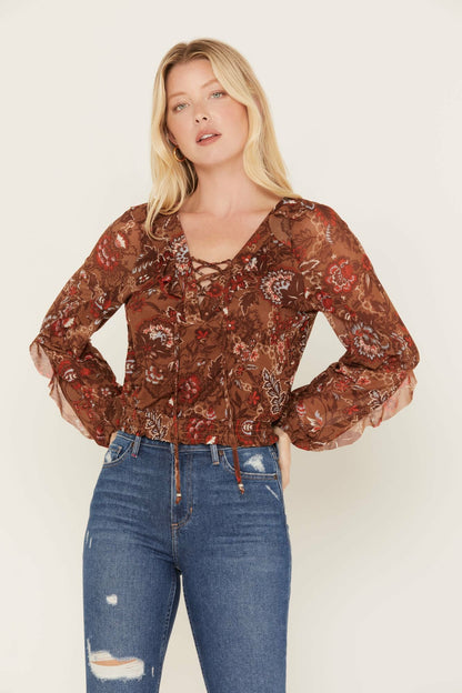 Idyllwind Women | McCoy Meshed Lace-Up Top