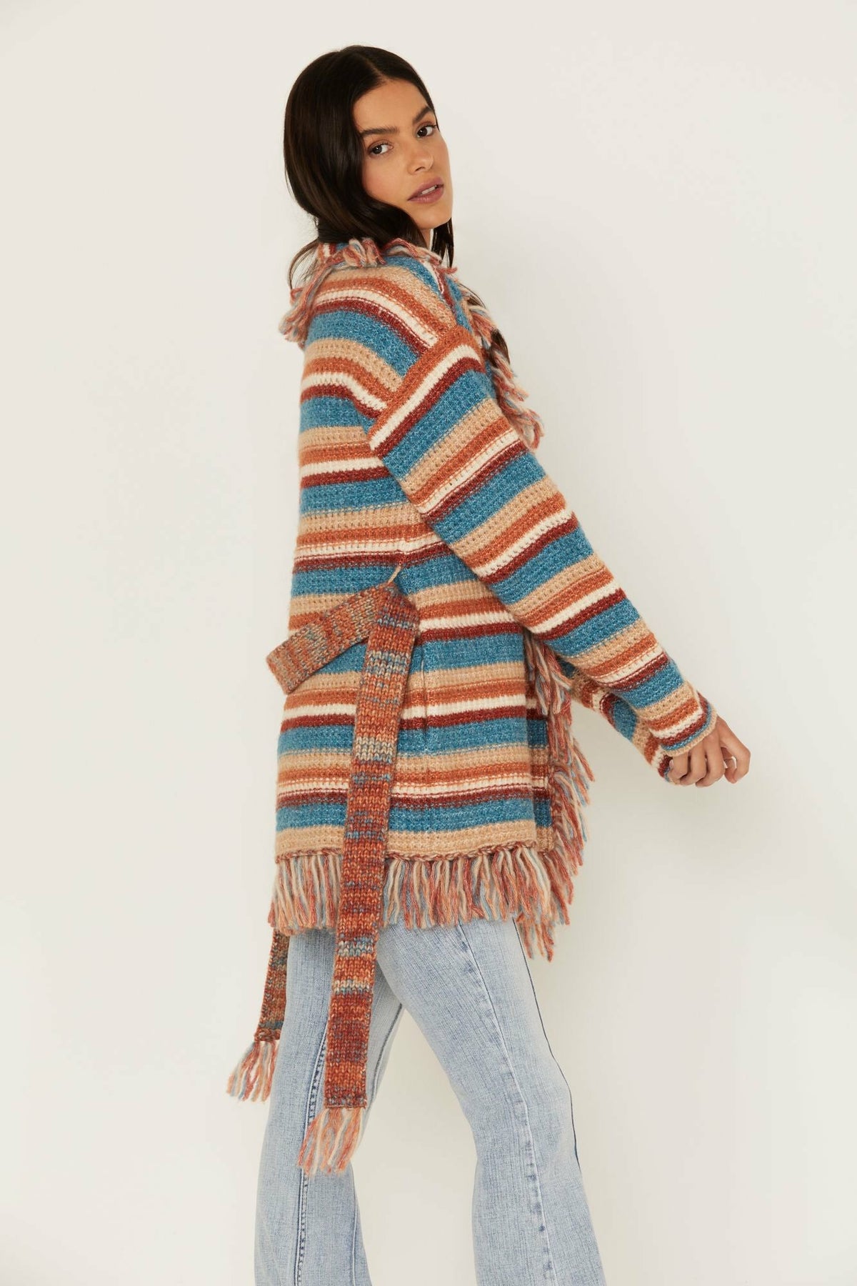 Idyllwind Women | Abilene Striped Fringe Cardigan Sweater