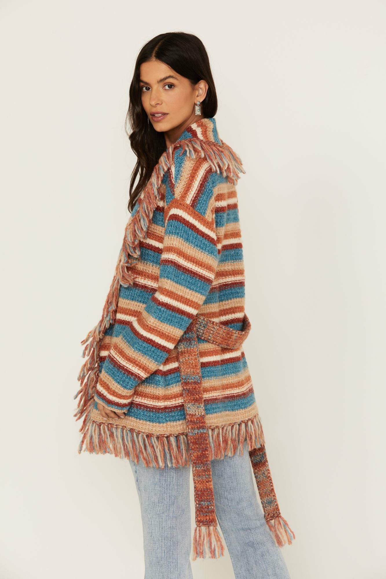 Idyllwind Women | Abilene Striped Fringe Cardigan Sweater