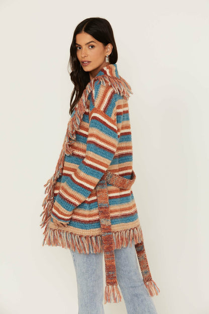 Idyllwind Women | Abilene Striped Fringe Cardigan Sweater