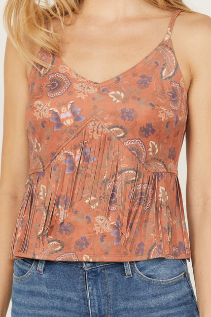 Idyllwind Women | Golden Road Print Fringe Top