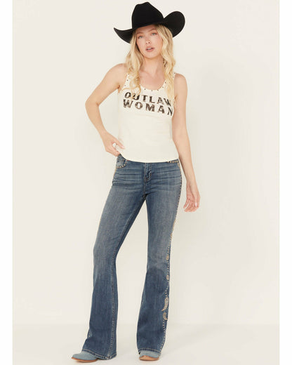 Idyllwind Women | Onslow Medium Wash Gypsy High Rise Embellished Stretch Flare Jeans