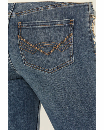 Idyllwind Women | Onslow Medium Wash Gypsy High Rise Embellished Stretch Flare Jeans