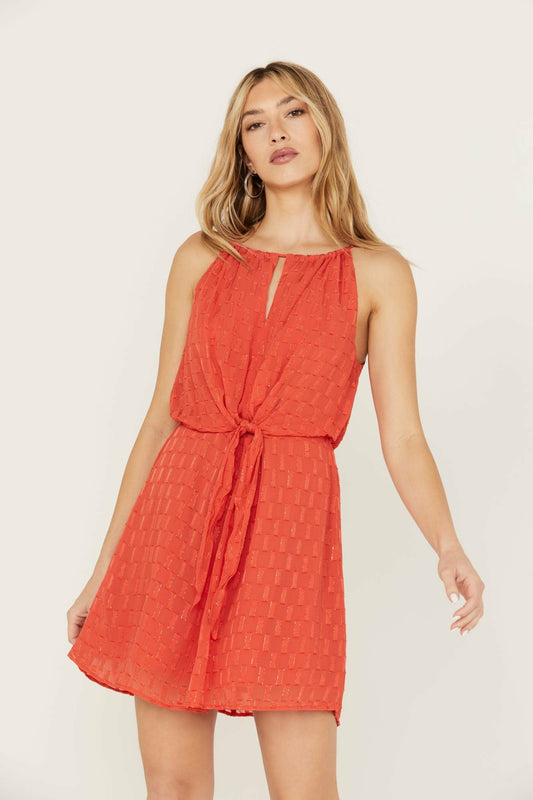 Idyllwind Women | Gladiolus Metallic Slip Tie Front Dress