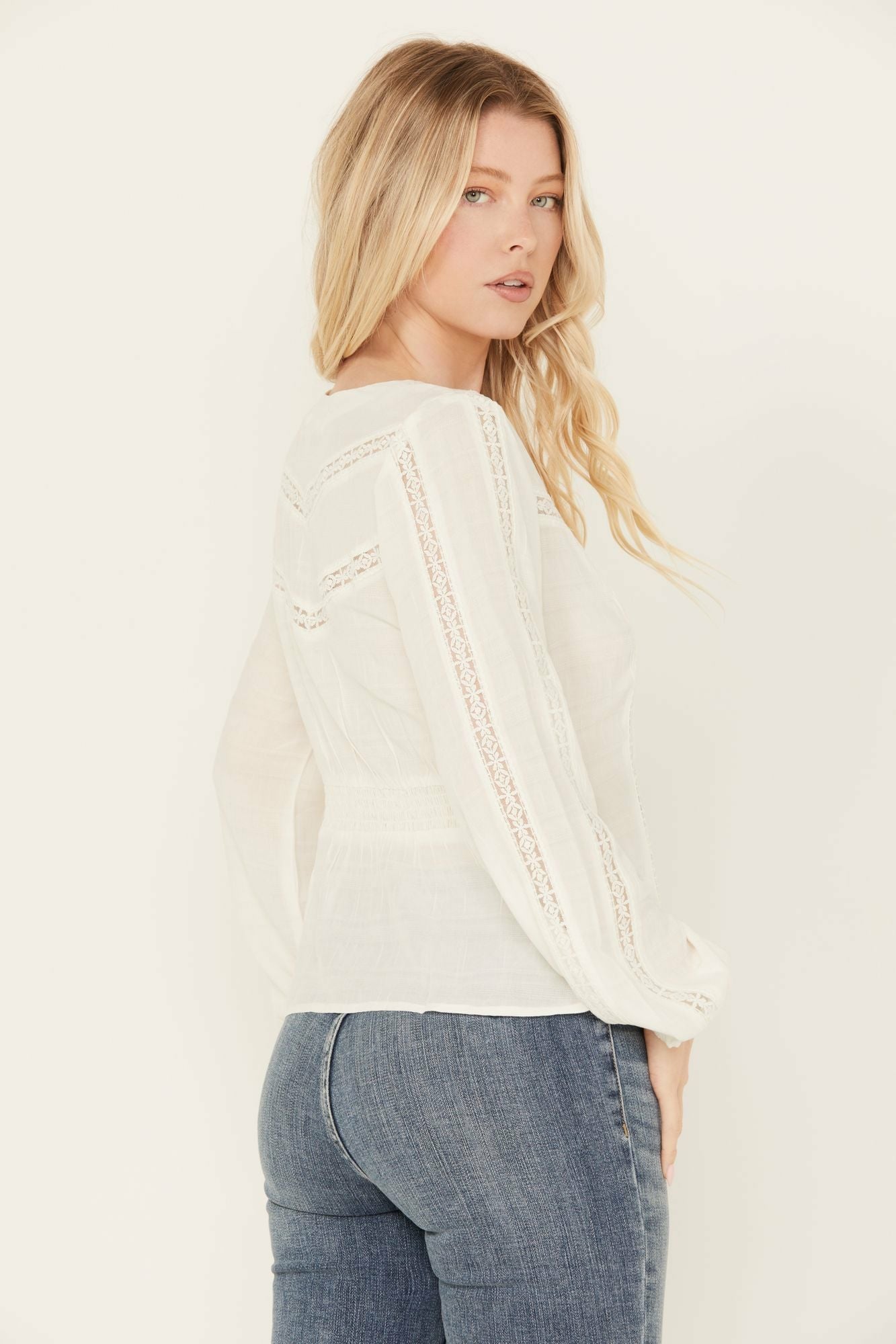 Idyllwind Women | Charlotte Long Sleeve Lace Inset Top