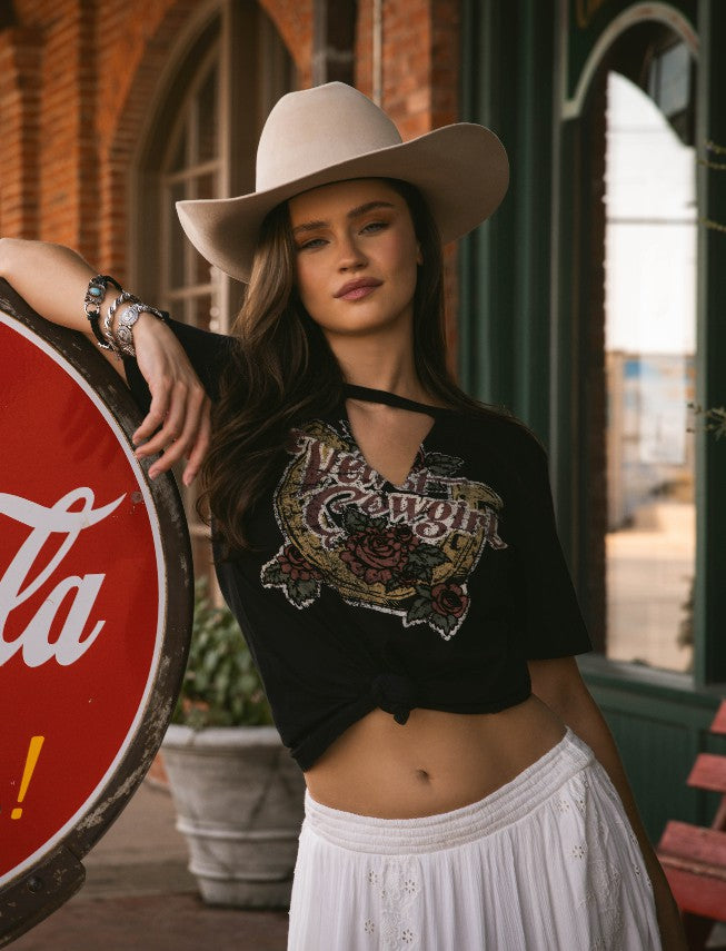 Idyllwind Women | Velvet Cowgirl Cut Out Graphic Tee