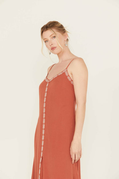 Idyllwind Women | Myrtle Embroidered Trim Maxi Dress