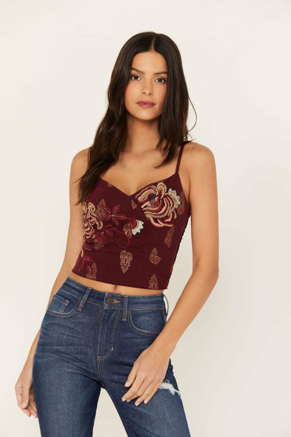Idyllwind Women | Jessamine Embroidered Smocked Back Crop Top