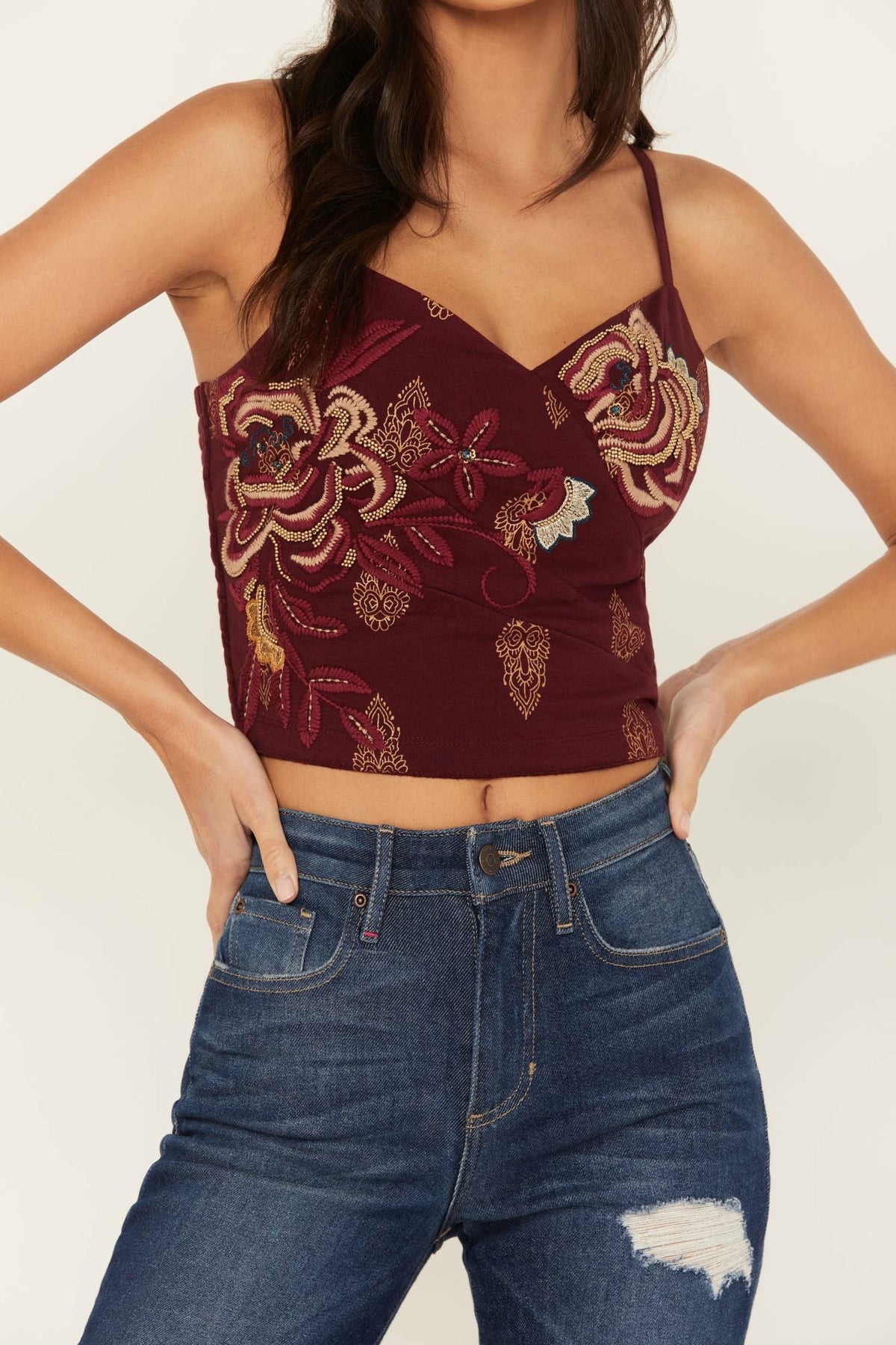 Idyllwind Women | Jessamine Embroidered Smocked Back Crop Top