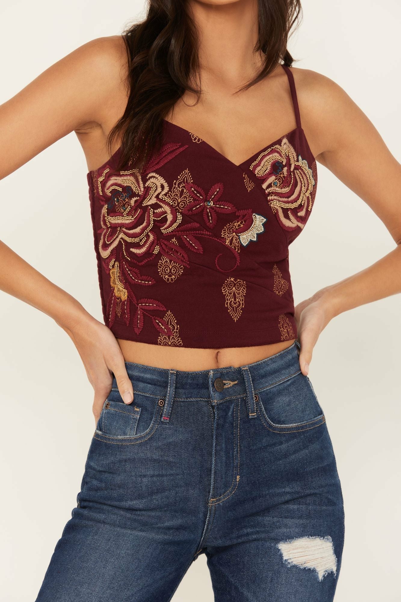 Idyllwind Women | Jessamine Embroidered Smocked Back Crop Top