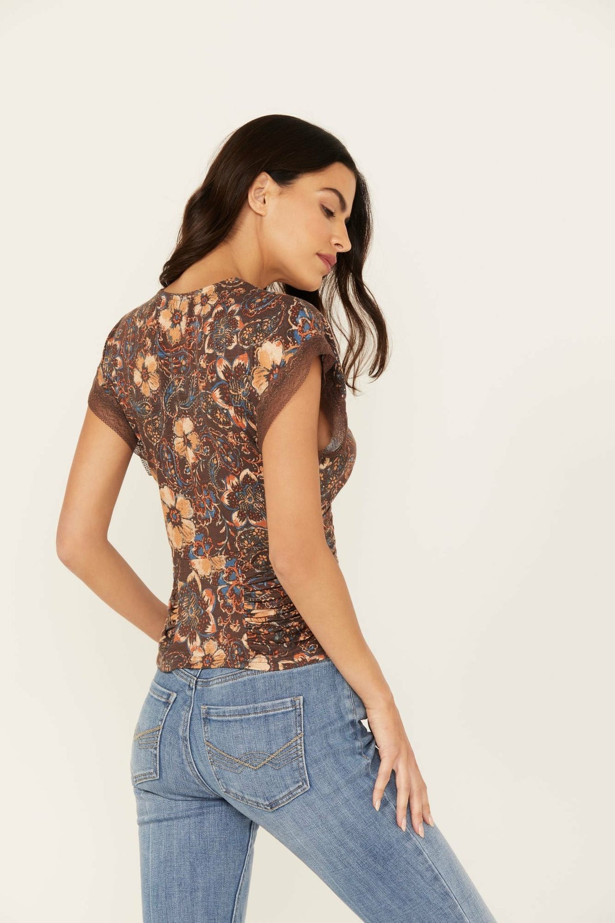 Idyllwind Women | Poppy Floral Lace Trim Jersey Top