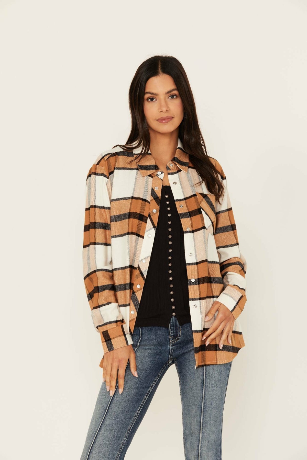 Idyllwind Women | Caroline Featherlight Plaid Print Pearl Snap Shirt