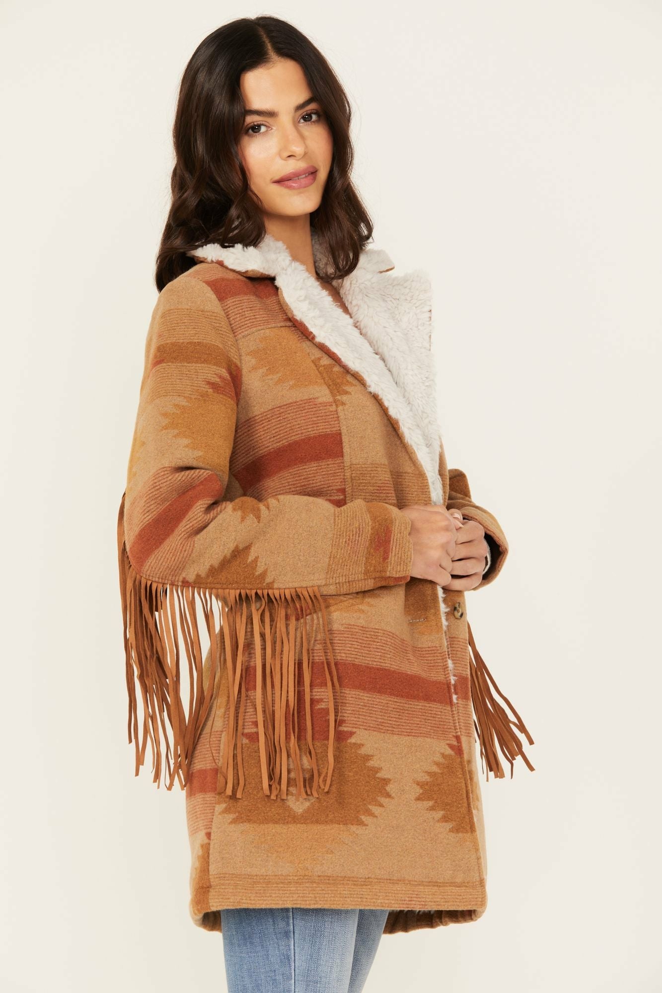 Idyllwind Women | Nettie Sherpa Collar Tonal Blanket Coat