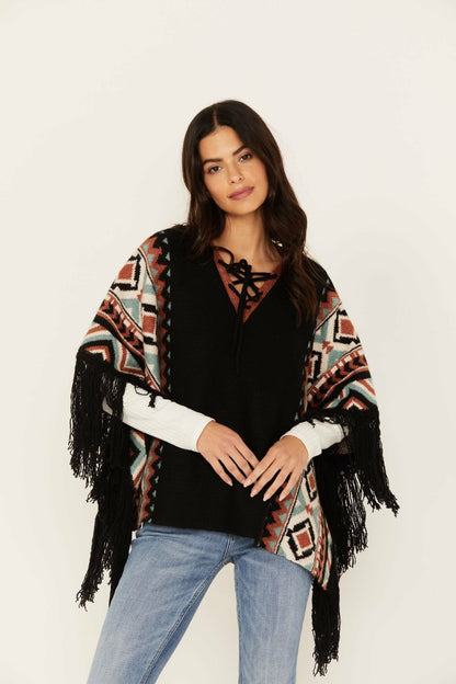 Idyllwind Women | Alma Southwestern Poncho Sweater