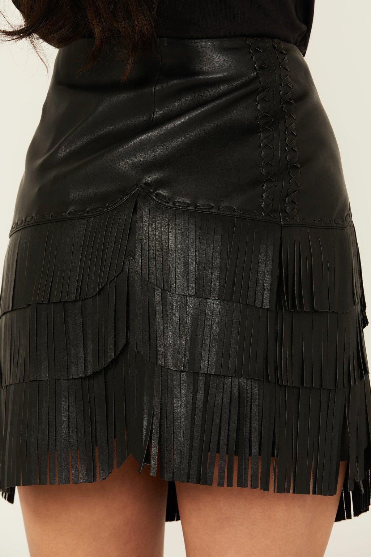 Idyllwind Women | Irene Fringe Faux Leather Skirt